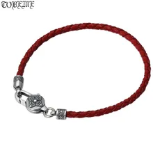 925 серебро в тибетском стиле символ кожаный браслет стерлингового серебра буддистская Ваджра Символ браслет тонкой кожаный браслет удачи