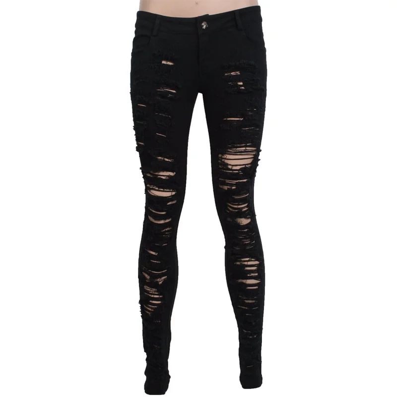 

PUNK RAVE Women Fashion Novelty Gothic Pants Fashion Hole Women Punk Rock Long Pants