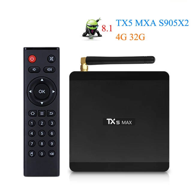 5 шт. Tanix TX5 Max Android 8,1 ТВ Box Amlogic S905X2 4 Гб DDR4 32 Гб 2,4 г/5G двухъядерный процессор Wi-Fi USB3.0 BT4.2 4K H.265 смарт-медиа-плеер