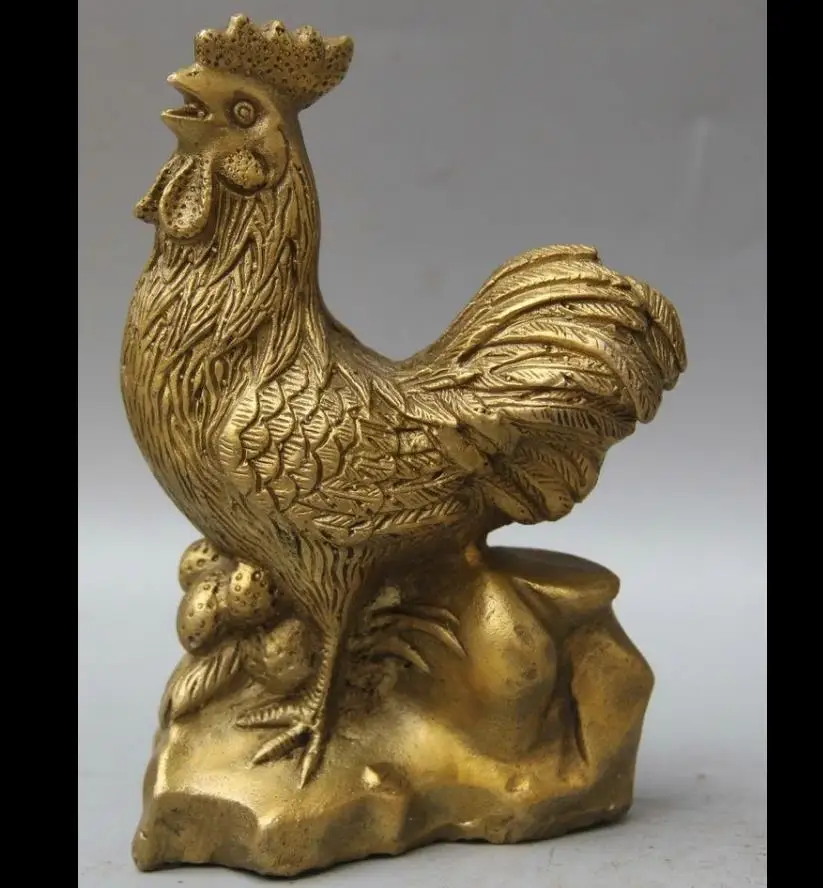 

671115800*++China Chinese Brass folk Feng shui Zodiac year Rooster Cock Statue sculpture