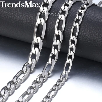 

Trendsmax Necklace For Men Stainless Steel Figaro Link Chain 2018 Fashion Long Necklaces Men Jewelry Gifts 18-36" KNN6