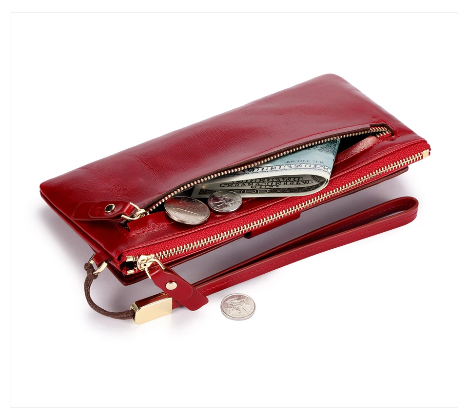 Jamarna кошелек женский кожаный длинный Клатч женский кошелек держатель для карт женские кошельки мобильный карман на молнии чехол для монет Красный масло воск