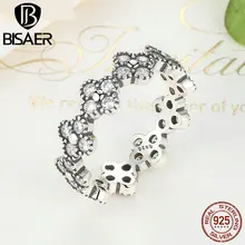 925 Clear Cz Anillo para Las Mujeres Anillo de Boda Mujeres Flor Oriental Compatible con Joyas de Plata