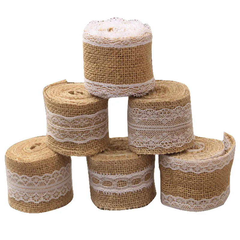 

Hot Sale Lace Linen Ribbon DIY Weddings Belt Strap Floristry Wedding Party Decor Craft Jute Lace Ribbon DE41