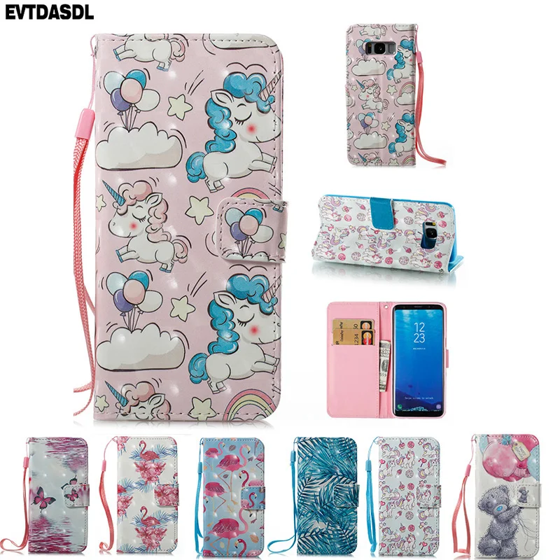 Wallet Leather Flip Case For Samsung Galaxy S8 S 8 G950 G950F G950FD Animals Pattern 3D Bling Cover Plus G955F | Мобильные телефоны