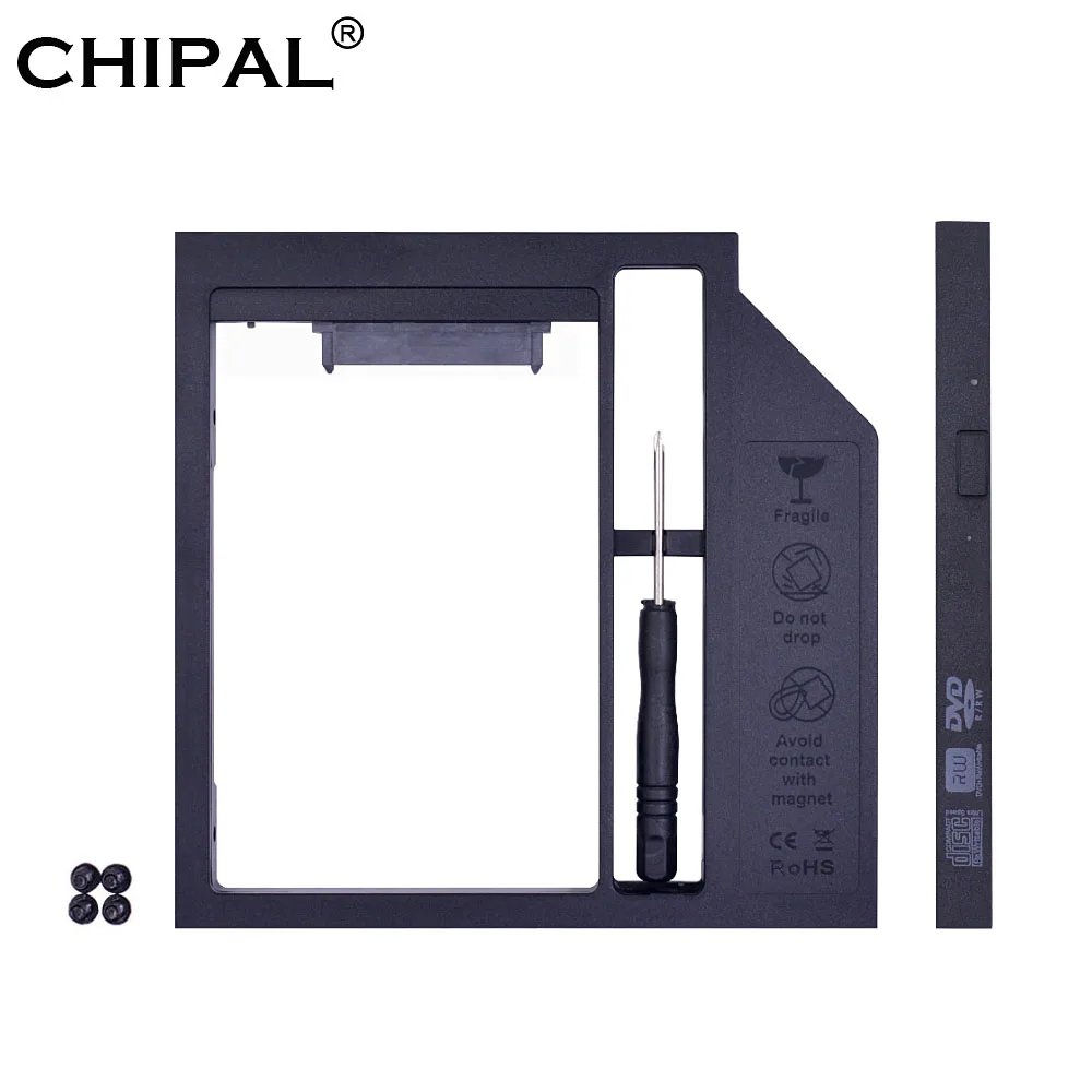 CHIPAL пластик 2nd HDD Caddy 9,5 мм 9 мм SATA 3,0 для 2," 2 ТБ SSD чехол Корпус жесткого диска для ноутбука Оптический отсек DVD-ROM