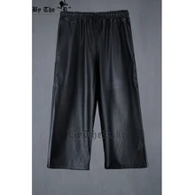 27-44 мужская одежда мода певица PU широкие брюки Штаны шаровары Кожа Штаны панк хип-хоп Рок Штаны семь Большие размеры костюмы