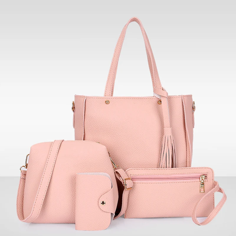 

1 Set Women Lady Shoulder Crossbody Bag Purse Solid Color PU Leather Zipper for Travel Best Sale-WT