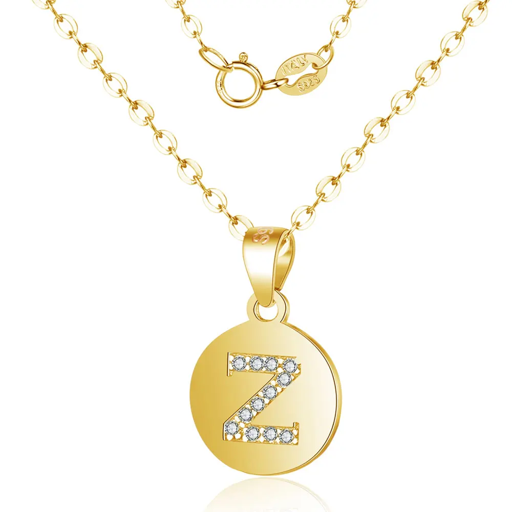 Сказочное Настоящее 925 пробы Серебряное золото заполненное первоначальное имя Циркон Шарм кулон ожерелье 26 подвески-буквы ожерелье подарок - Окраска металла: SN024G-Z