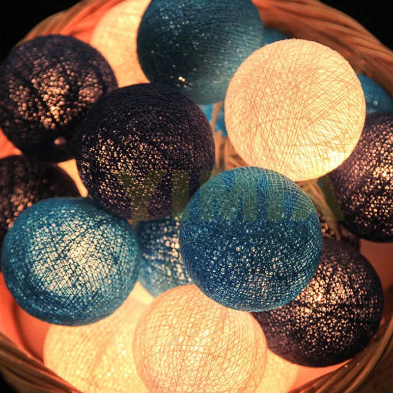 10 м 80 темно-синий хлопок шары светодиодный гирлянда сказочные огни AC батарея питание рождественские гирлянды детский дом Свадебные украшения огни