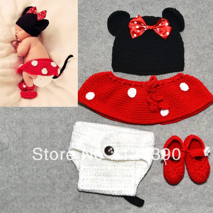 mickey mouse knitted baby outfit