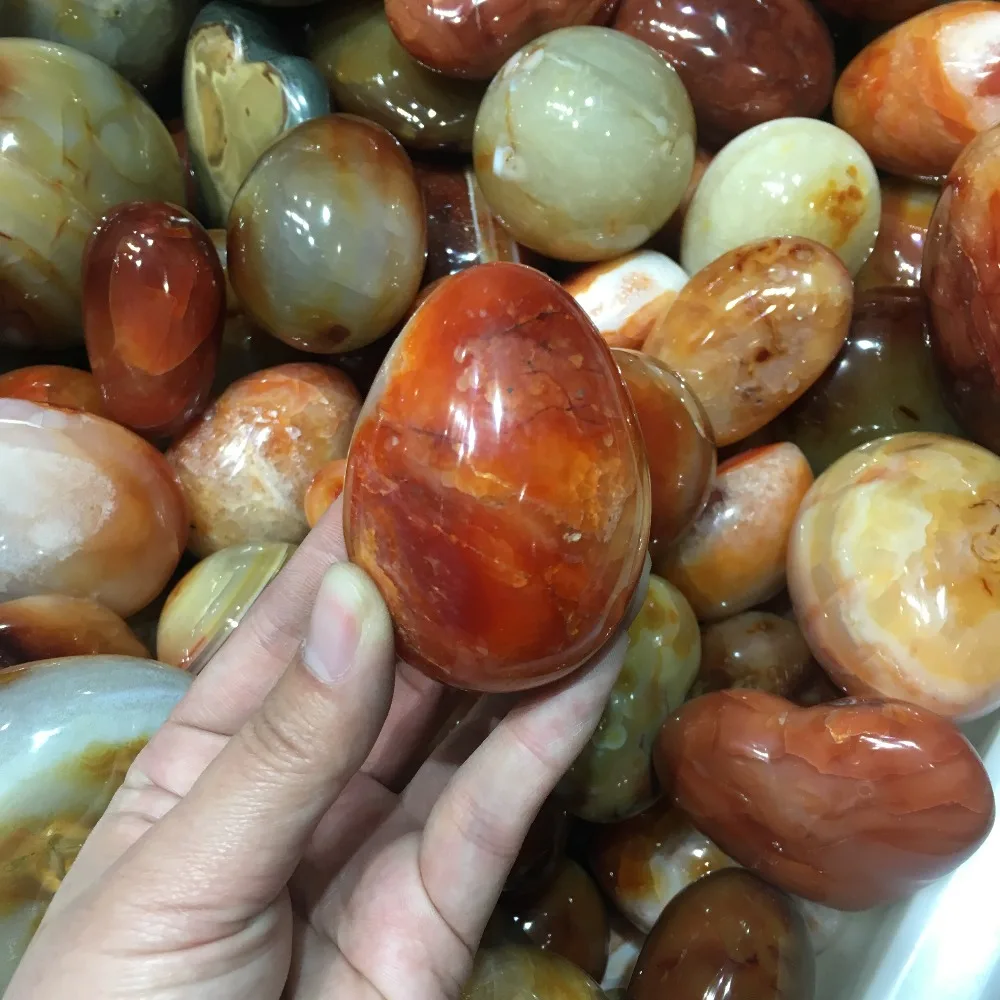 Natural Red Carnelian Geode Crystal Quartz Agate Egg Polished Specimen Stone | Дом и сад