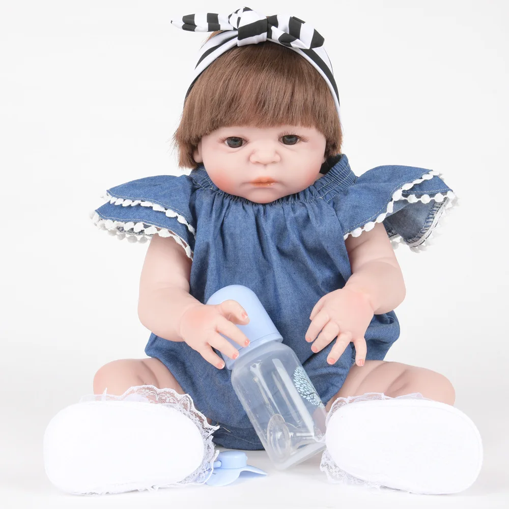 

22 Inch Soft Full Silicone Reborn Baby Realistic Newborn Princess Girl Doll for Children Toy Xmas Birthday New Year Gift