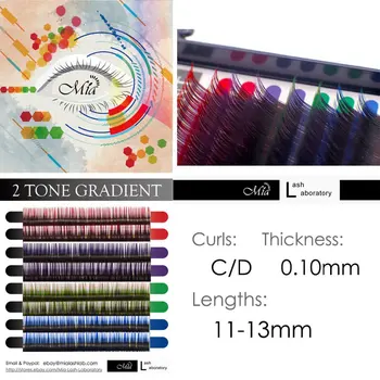 

[0.10 C/D] Mia Individual Eyelash Extensions Two Tone Gradient Semi Permanent Black+Color