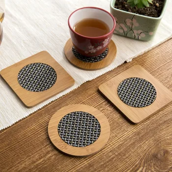 

Bamboo and Fiber Tableware Placemat Anti Skid Creative Japan Style Marmite Table Cushion Pot Pad Western Style Kitchenware 4pcs
