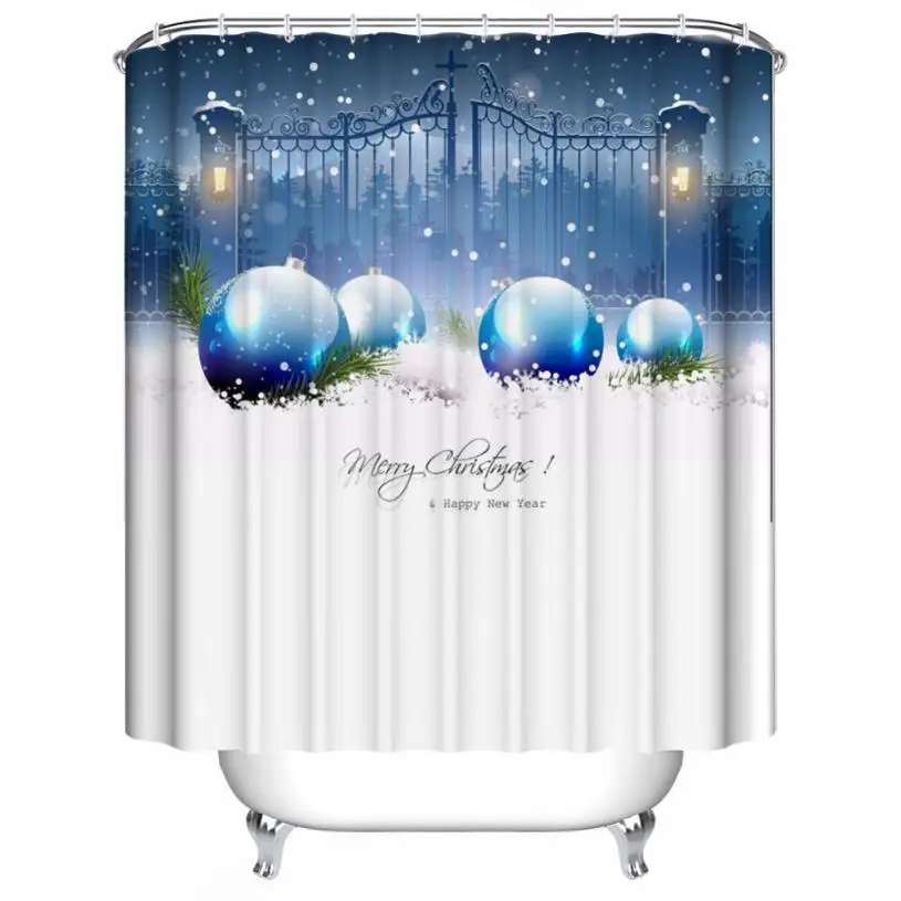 

2017 Christmas Waterproof Polyester Bathroom Shower Curtain Decor With Hooks New 180*180cm Cortina de janela cortinados de sala