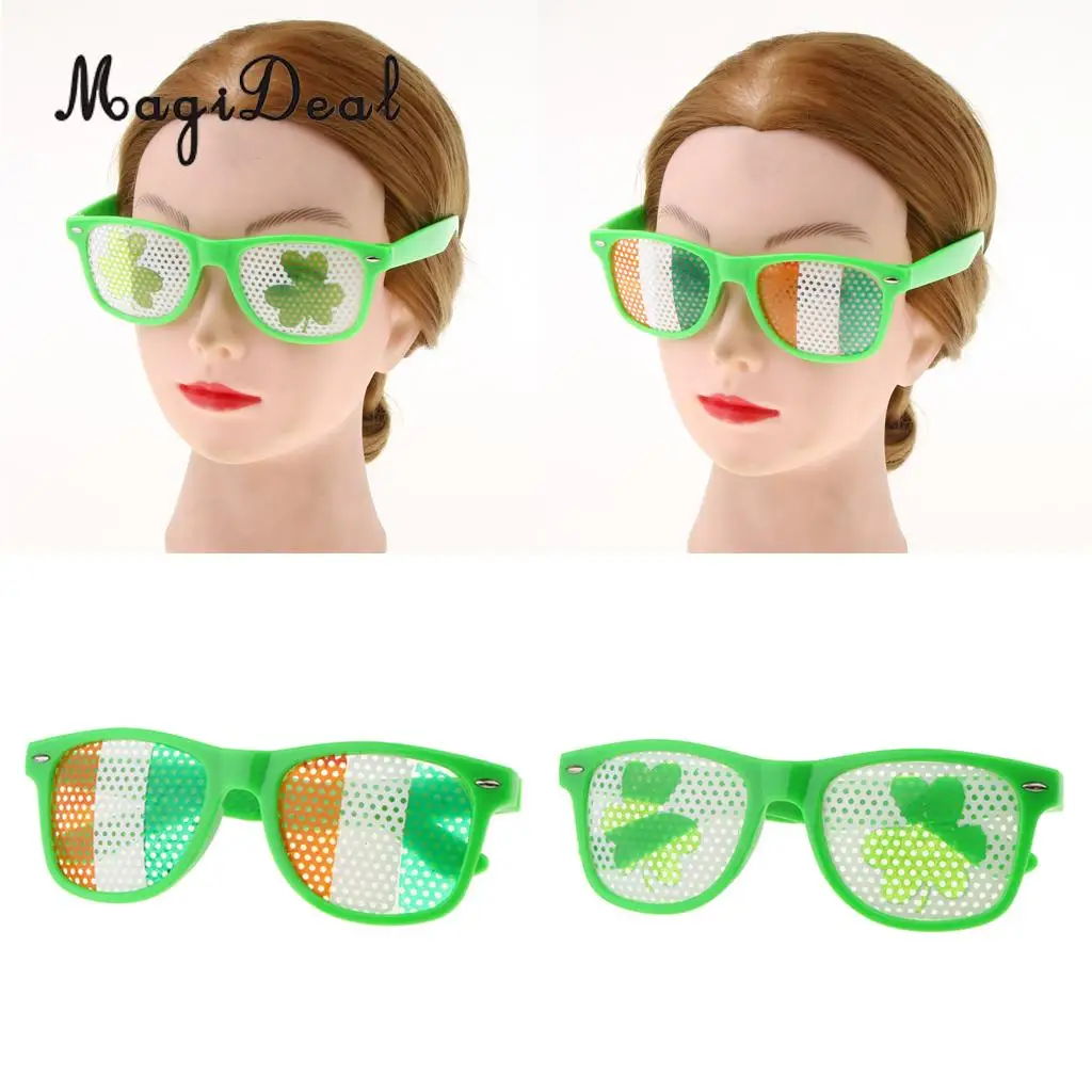 MagiDeal Happy St Patricks Day Eye Glasses Shamrock Irish Flag Sunglasses Costume Accessories Funny Party Favors