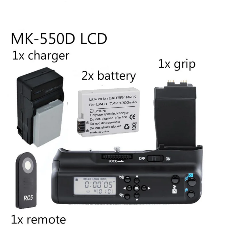 

Meike MK-550DL Battery Grip with lcd For Canon 550D 600D 650D 700D BG-E8 + 2x LP-E8 battery