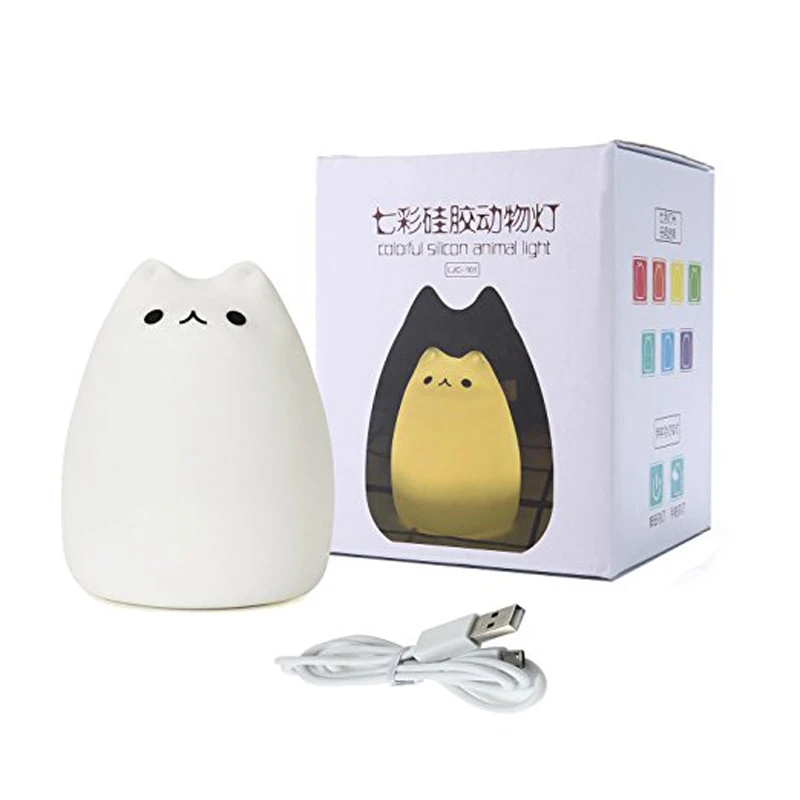 Xsky светодиодные настольные лампы 7 цветов, ночная лампа Lucky Cat, USB Перезаряжаемый мультяшный сенсорный светильник для детей, креативные подарки