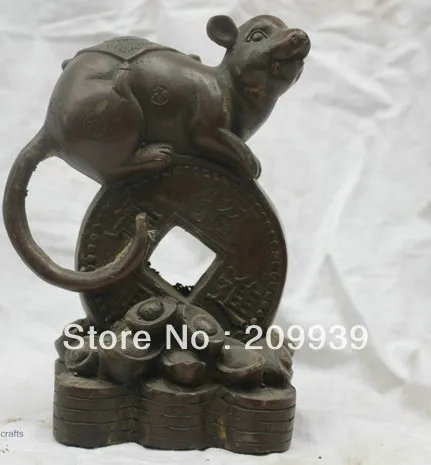 

00813 6.4'' Chinese Folk Culture HandMade Bronze statue statue Zodiac Rat Sculpture (A0314)