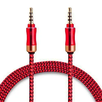 

100pcs 1.5M 5FT 3.5MM Male to male Fabric Braided Stereo Car Extension Aux Audio cable for mp4 samsung mp3 DVD