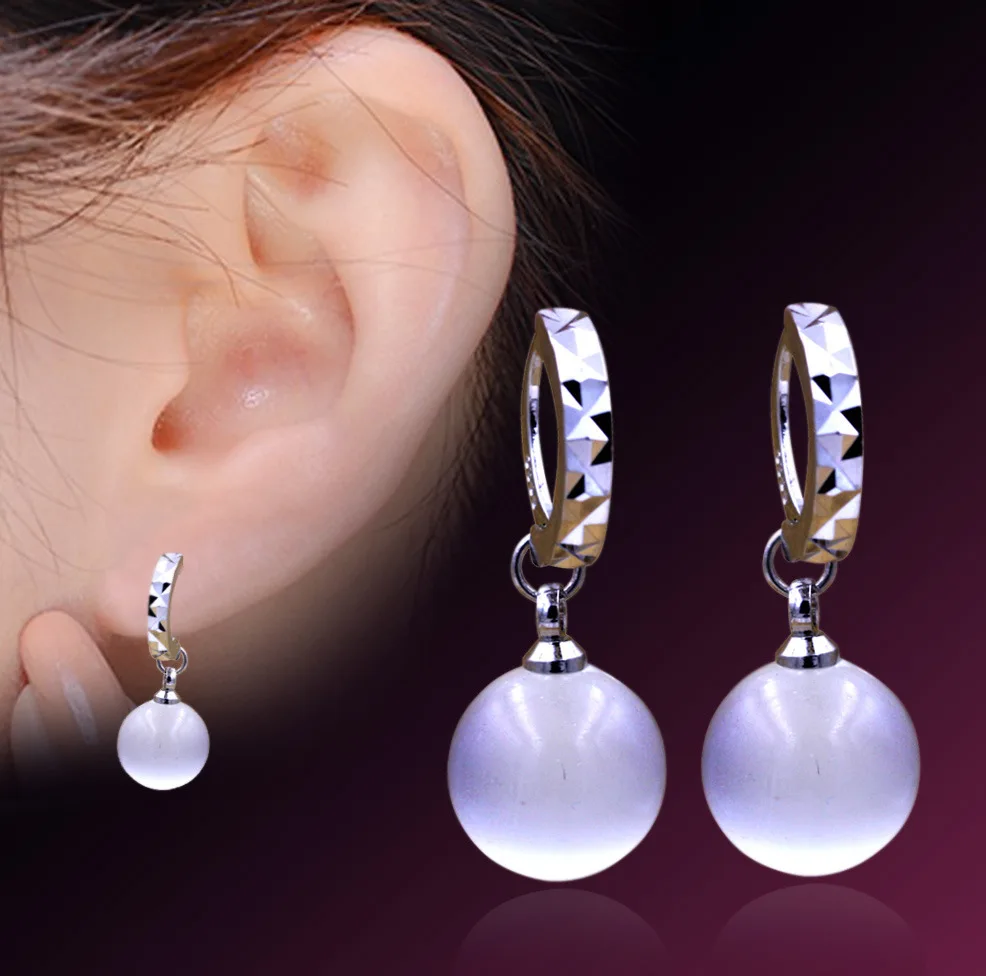 

Wholesale Fashion Jewelry Silver Plated Cat's Eyes Stone Opal dangle earring drop earrings