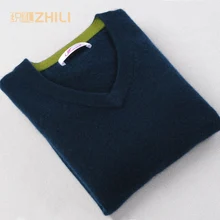 Мужской свитер из чистого кашемира, вязаные зимние теплые пуловеры с v-образным вырезом и длинным рукавом, стандартные свитера, мужской джемпер