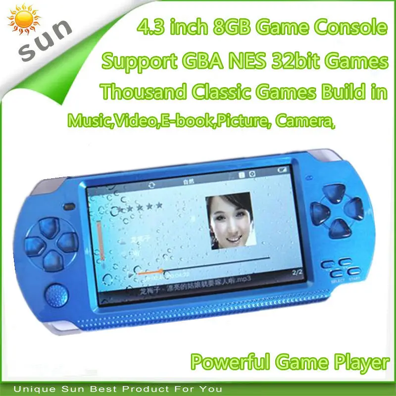 

Free Shipping handheld Game Console 4.3 inch screen mp4 player MP5 game player real 8GB support for psp game,camera,video,e-book