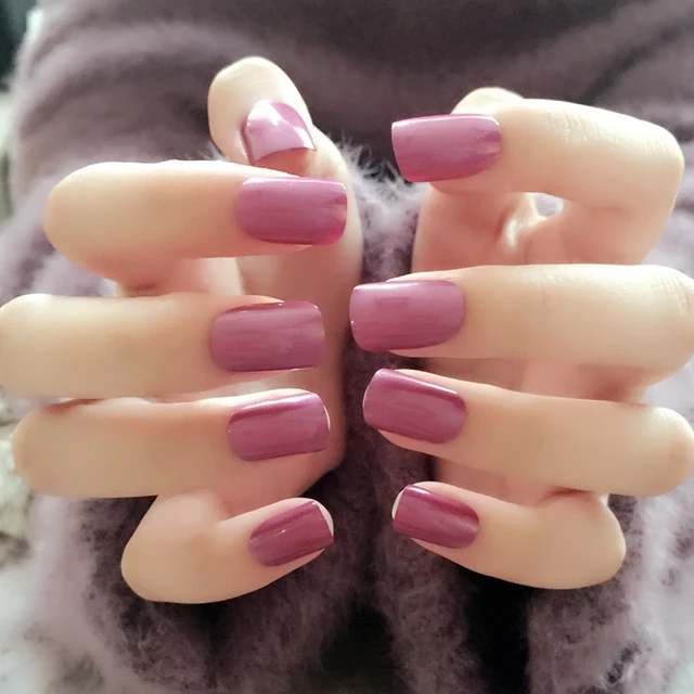 Beautiful Red Bean Paste Pure Color False Nails French 24pcs Cute Beautiful Red Bean Paste Pure Color False Nails French 24pcs Cute Acrylic Fake Anese Middle