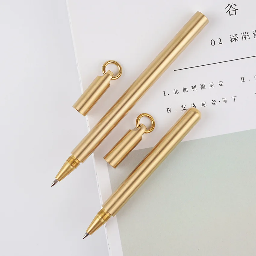 

Nordic Minimalist Gold Pure Brass Pen Handmade Neutral Water Vintage Metal Signature Creative Diy Copper BD047