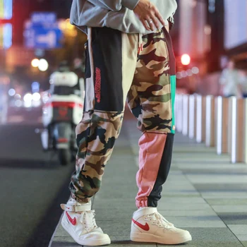 

2018 Color Block Patchwork Camouflage Pant Hip Hip Streetwear Harajuku Jogger Sweatpant Cotton Casual Sweat Pant Track Trousers