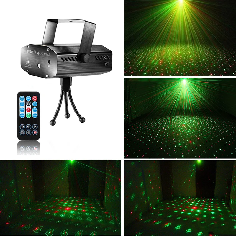 LED ليزر العارض ديسكو ضوء البسيطة السيارات فلاش RG الصوت المنشط الليزر مصباح عن DJ ديسكو حزب Soundlights عيد الميلاد المرحلة ضوء