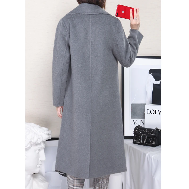 Loisirs Veste 2018 37030 Gris Maylooks hiver Style Dame Long Laine Mode Solide Femmes Nouvelle Automne Manteau Lady 7xZd0Z