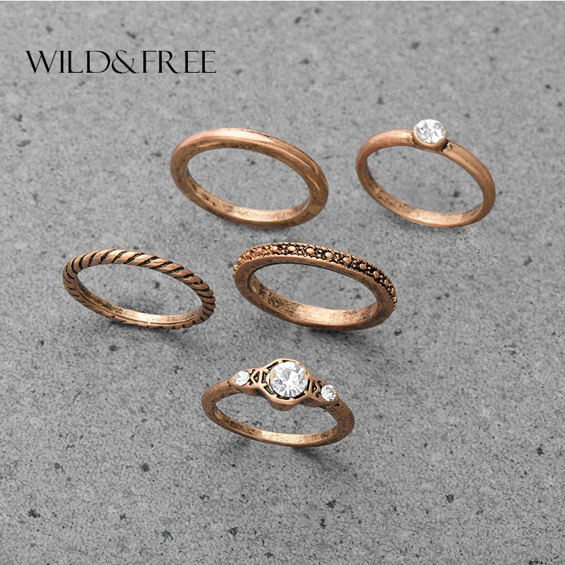 5 шт. винтажные антикварные золотые кольца в комплекте для женщин Ретро