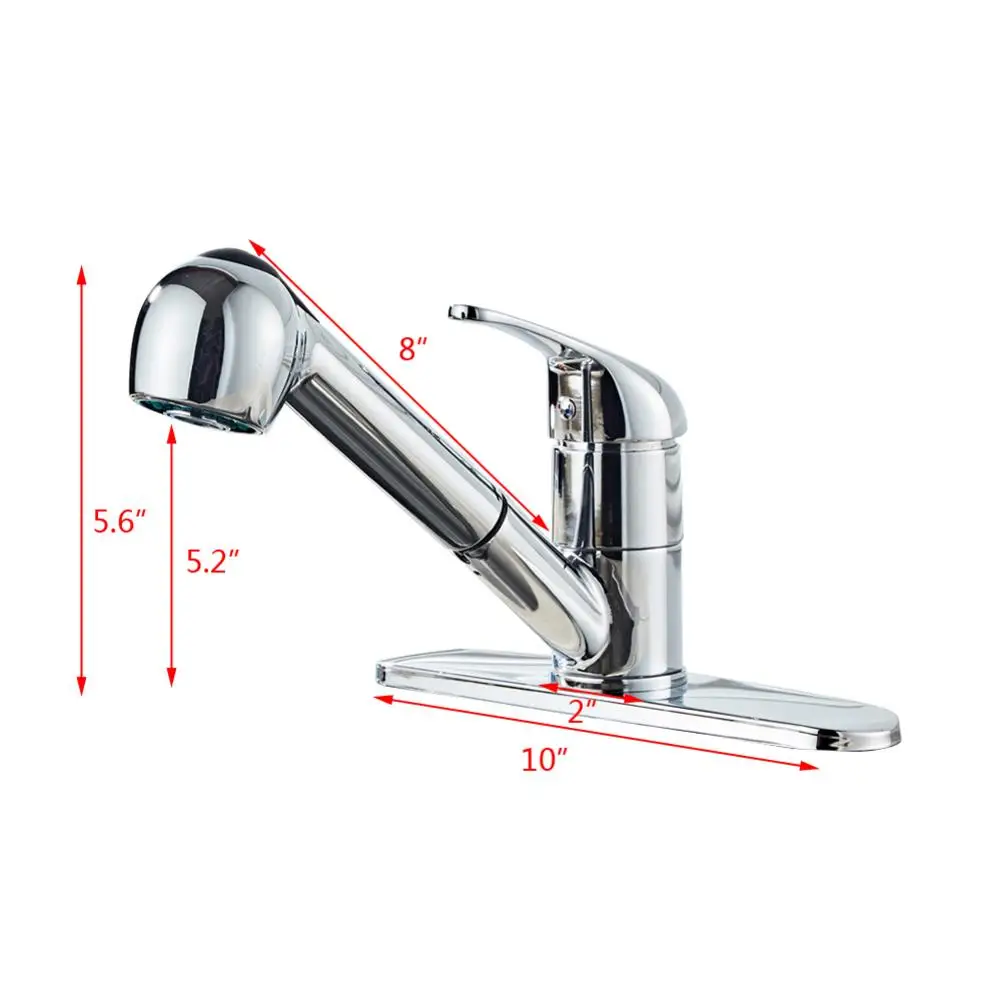 Kitchen Faucets Single Handle Pull Out Kitchen Tap 360 Degree Swivel Single Hole Handle Water Mixer Tap Chromeplate Faucet