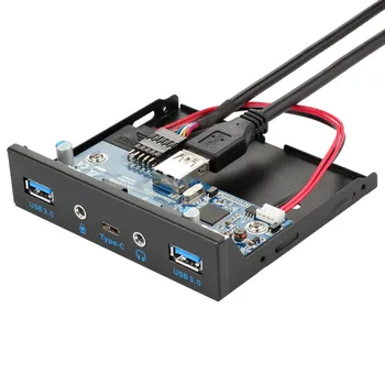 Картинка 5 Порты USB 3,1 USB 3,0 концентратор Spilitter HD Audio 3,5 мм TYPE-C Порты и разъёмы спереди Панель с Мощность адаптер для настольных 3,5 "флоппи-Бей