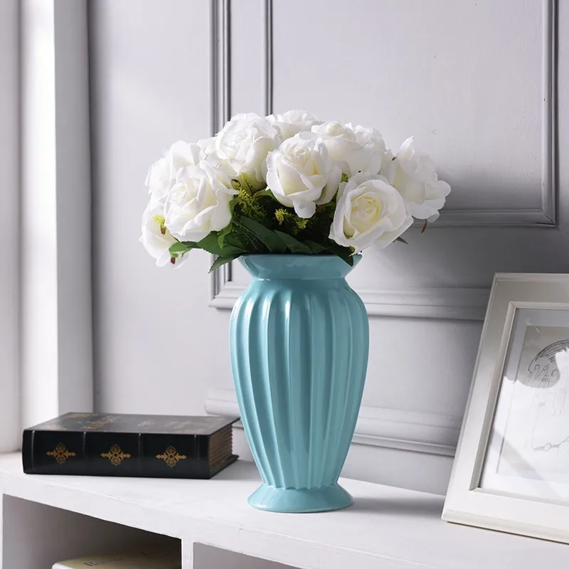 Tanie Nowoczesny minimalistyczny styl europejski ceramiczny wazon na kwiaty ozdoby kreatywny Tabletop kwiat biały wazon boże narodzenie w domu dekoracji R706