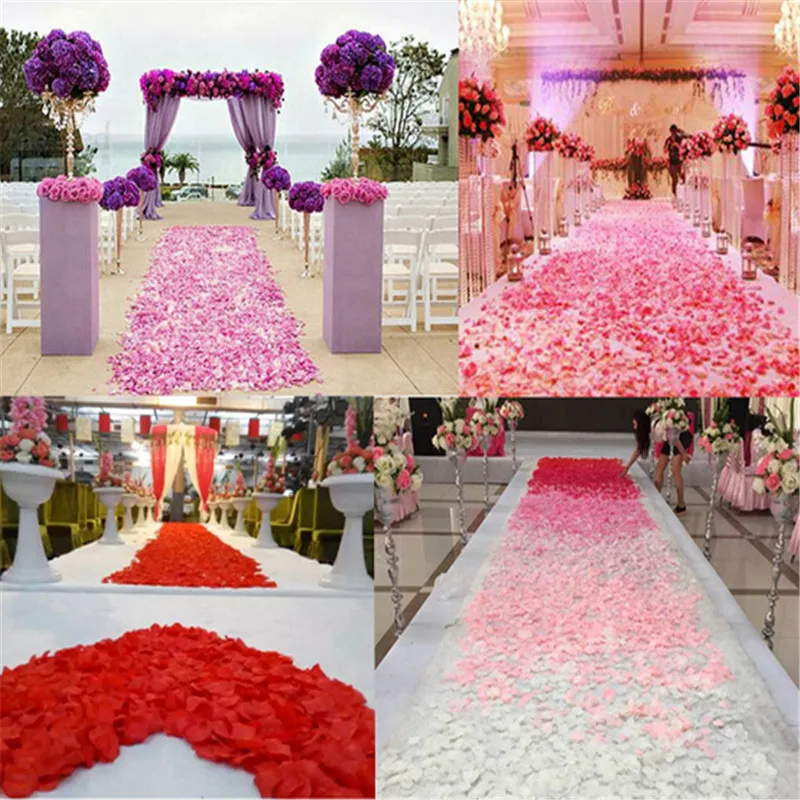 Лидер продаж 500 шт Шелковая Роза цветок лепестки Листья Свадебная вечеринка Конфетти Для украшения стола украшения