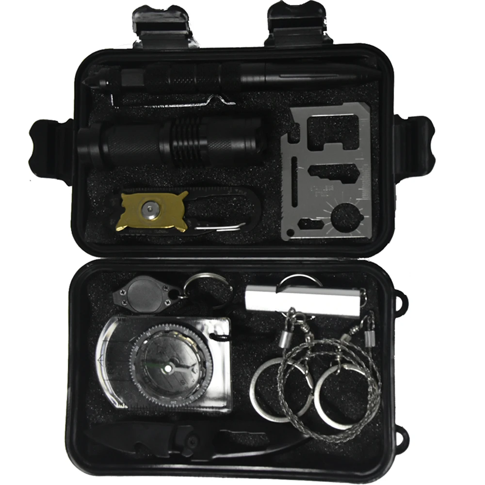 Online Kit de supervivencia Sos 10 en 1 al aire libre Set Camping viaje Primeros Auxilios EDC viaje emergencia suministros + herramienta de gadget multiusos