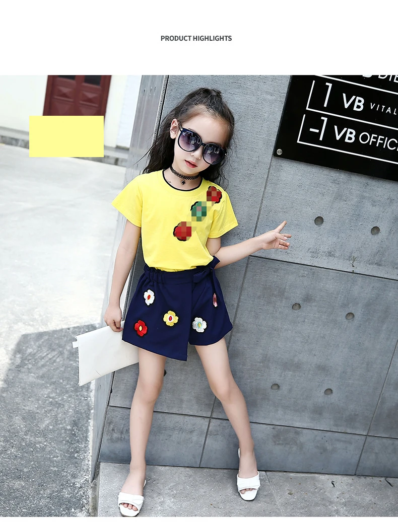 Baby Clothing Sets Girls Children's Cute style 2018 Summer Fashion Flower short sleeve T-shirt and skirt two-piece suit clothes for kids (3)