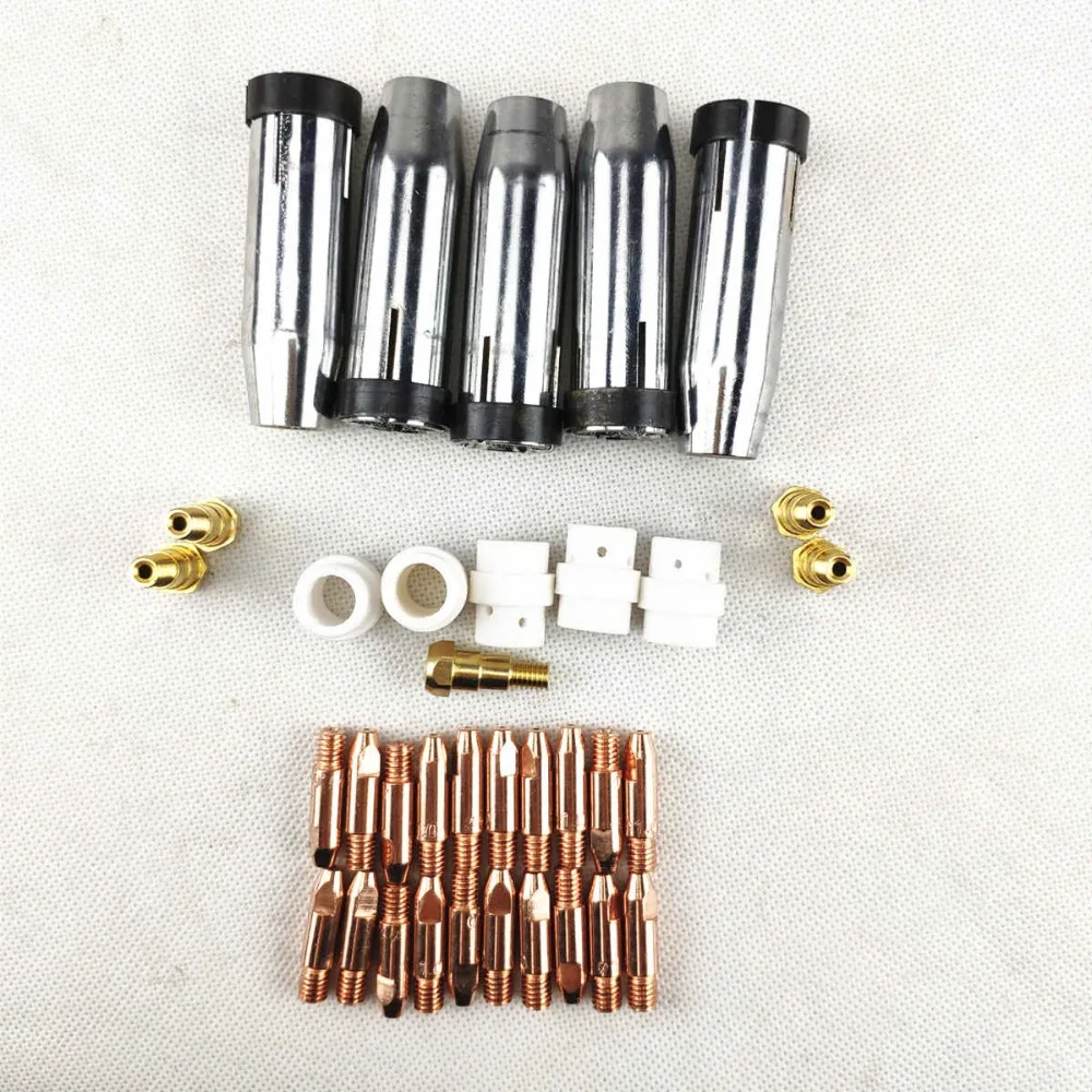 MB 24KD Welding Torch Consumable 35pcs 0.8mm 1.0mm 1.2mm MIG Torch Gas Nozzle Tip Holder Gas Diffuser of MIG MAG Welding Machine