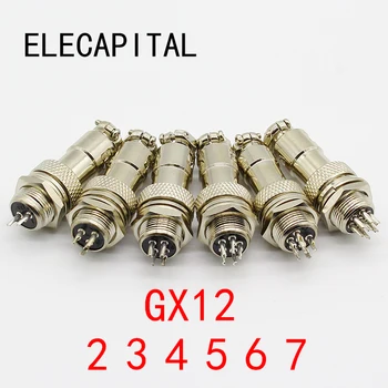 

1pcs GX12 2 3 4 5 6 7 Pin Male & Female 12mm Wire Panel Connector Aviation Plug L91 GX12 Circular Connector Socket Plug
