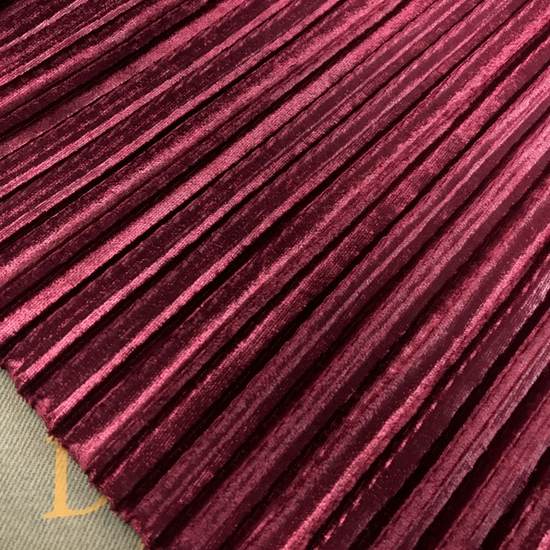 2 meters 150cm 59.05&quot width wine red pleated accordion pleuche velvet fabric for Autumn Winter skirt dress MM433 | Дом и сад
