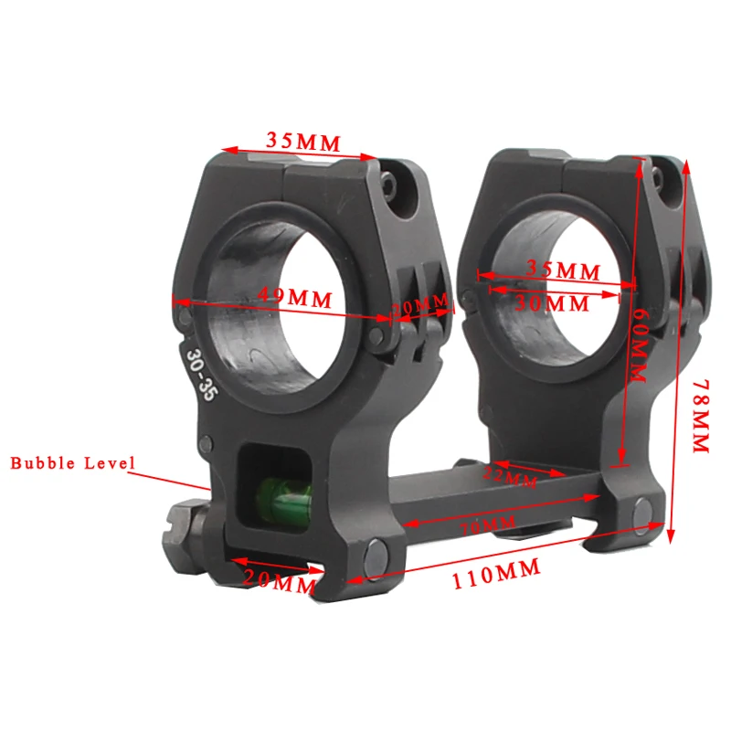 Tactical 30MOA Rifle Scope mount 1 Inch 30MM Dual Ring 20MM Rail with Bubble Level  Hunting Accessories  RL2-0030-07