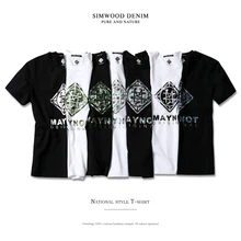 SIMWOOD, новинка, брендовые летние футболки с коротким рукавом для мужчин, хлопок, модные футболки размера плюс, круглый вырез, деревенский принт, одежда 180118
