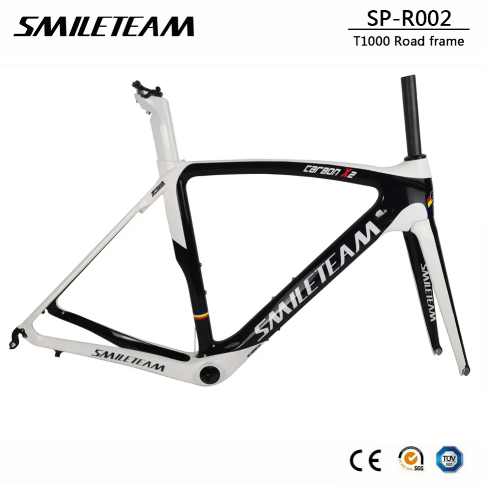 

SmileTeam 2019 New Full Carbon Road Bike Frame Ultralight T1000 Carbon Racing Bicycle Frameset With Fork Seatpost Headset BB386