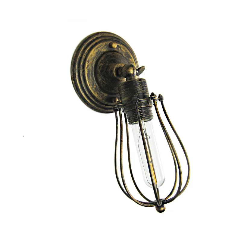 Креативный настенный светильник с одной/двойной головкой, Ретро Железный промышленный ветровой грейпфрут E27, настенный светильник для коридора, паба, кафе, кофе - Цвет абажура: Rust single Head