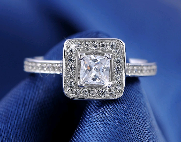 ORSA JEWELS Luxury Princess Cut 0.5ct CZ Engagement Ring Fashion Jewelry Silver Color Wedding Bands Rings For Women OR41