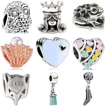 

New Arrival Luxurious Key Shoes Elephant Shell Butterfly Moon Frog Heart Beads Fit Pandora Charms for Women Handmade Jewelry