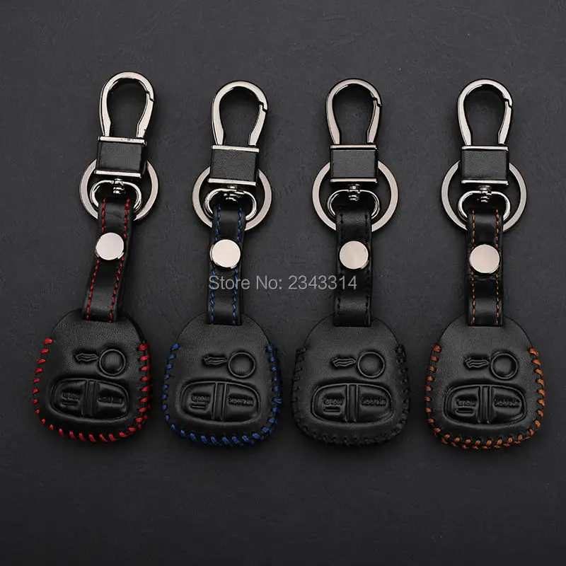 

For 2015 2016 Mitsubishi ASX Outlander Lancer EX Pajero Hand Stitched Leather Remote Car Keychain Key Fob Case Cover Accessories